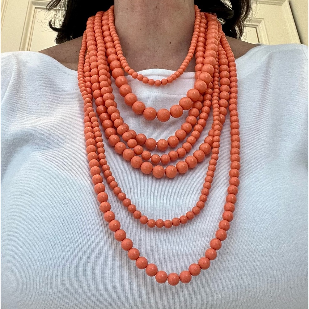 Coral Colored Beaded Necklace